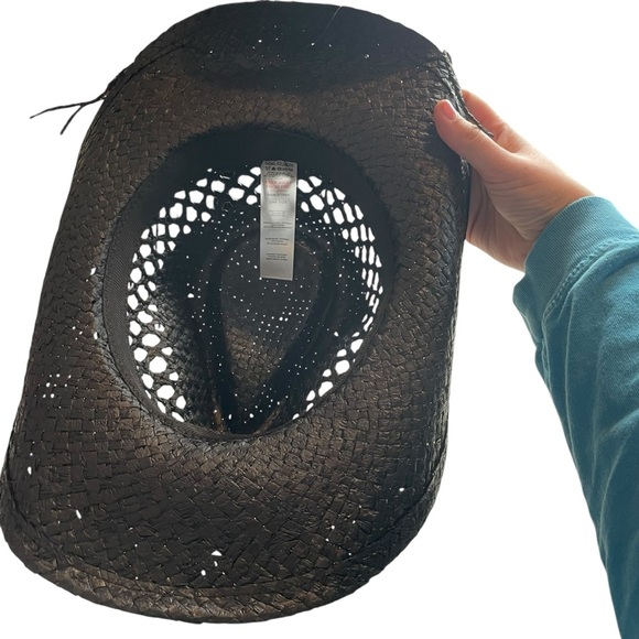 PrettyLittleThing Black Weave Heart Detail Cowboy Hat NWT One Size - Picture 10 of 10